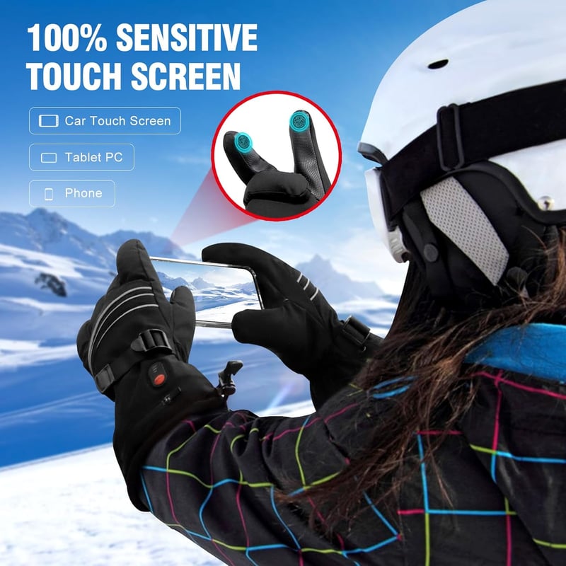 ABXMAS Fűthető Kesztyű Férfi Női Unisex 7.4V 3200mAh Akkumulátoros Téli Sport Síelés Fekete Pamut S Méret