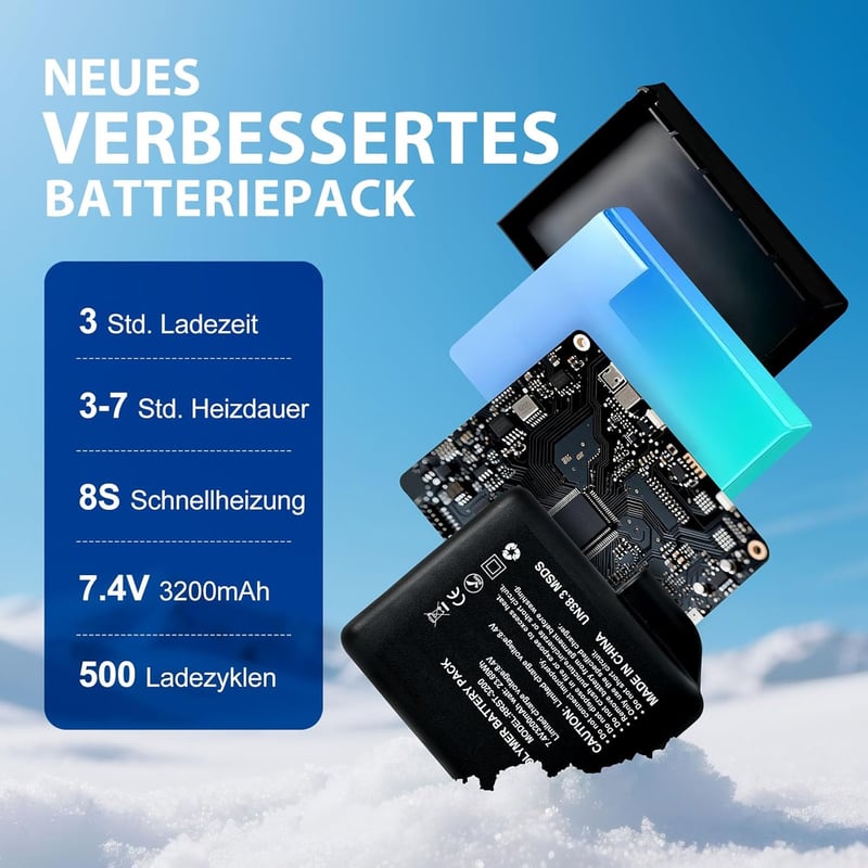 ABXMAS Fűthető Kesztyű M-es  7.4V 3200mAh Elektromos Téli Sport - L, Midnight Black