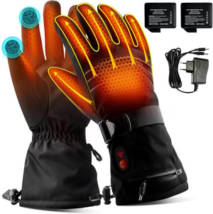 Grijane rukavice ABXMAS, 7,4V 6400mAh, za zimske sportove - crne - veličina M