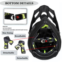 Set Complet Cască Moto Downhill pentru Copii ABXUJWUB - Cască Offroad cu Design cu Aripă Spate, Vizieră Completă, Protecție pentru Bărbie, Ochelari Panoramici + Mască, Sub-Negru, Mărimea M (54-55 cm) 5