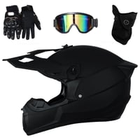 Set Complet Cască Moto Downhill pentru Copii ABXUJWUB - Cască Offroad cu Design cu Aripă Spate, Vizieră Completă, Protecție pentru Bărbie, Ochelari Panoramici + Mască, Sub-Negru, Mărimea M (54-55 cm) 1