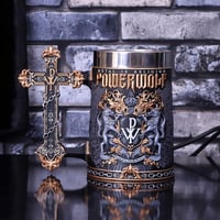 AC/DC Nemesis Now vas söröskorsó fémtankard kereszt fogantyúval Metal is Religion felirattal 7
