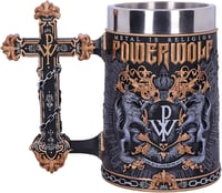 AC/DC Nemesis Now vas söröskorsó fémtankard kereszt fogantyúval Metal is Religion felirattal 3