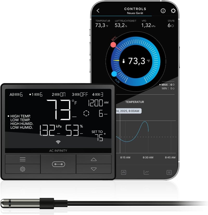 AC Infinity Controller 69 PRO - Intelligens Klímavezérlő Hőmérséklet, Páratartalom és Világítás Szabályozáshoz - Bluetooth + WiFi