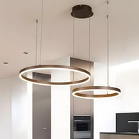 YYUTLUO Modern LED Csillár, 2 Barna-Arany Gyűrű, 40+60 cm, 40W, Távirányítós Fényerőszabályzás, Fém-Akril Függőlámpa Nappaliba 1