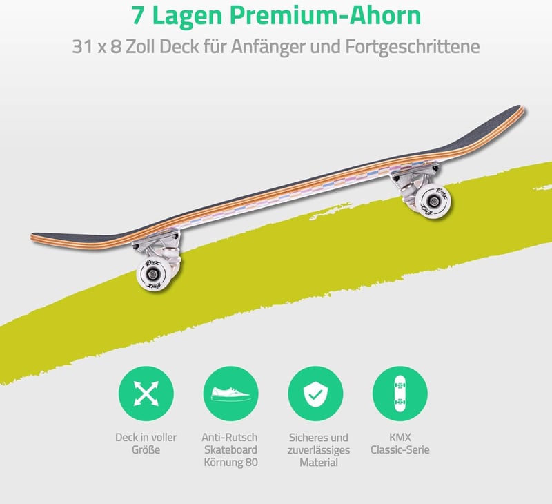 ARROW BOARD 31" Klasszikus Gördeszka - Rózsaszín Vintage Deszkás Kezdőknek, 52mm Kerék, 100kg Teherbírás, Juharfa, Gyerekeknek és Tiniknek