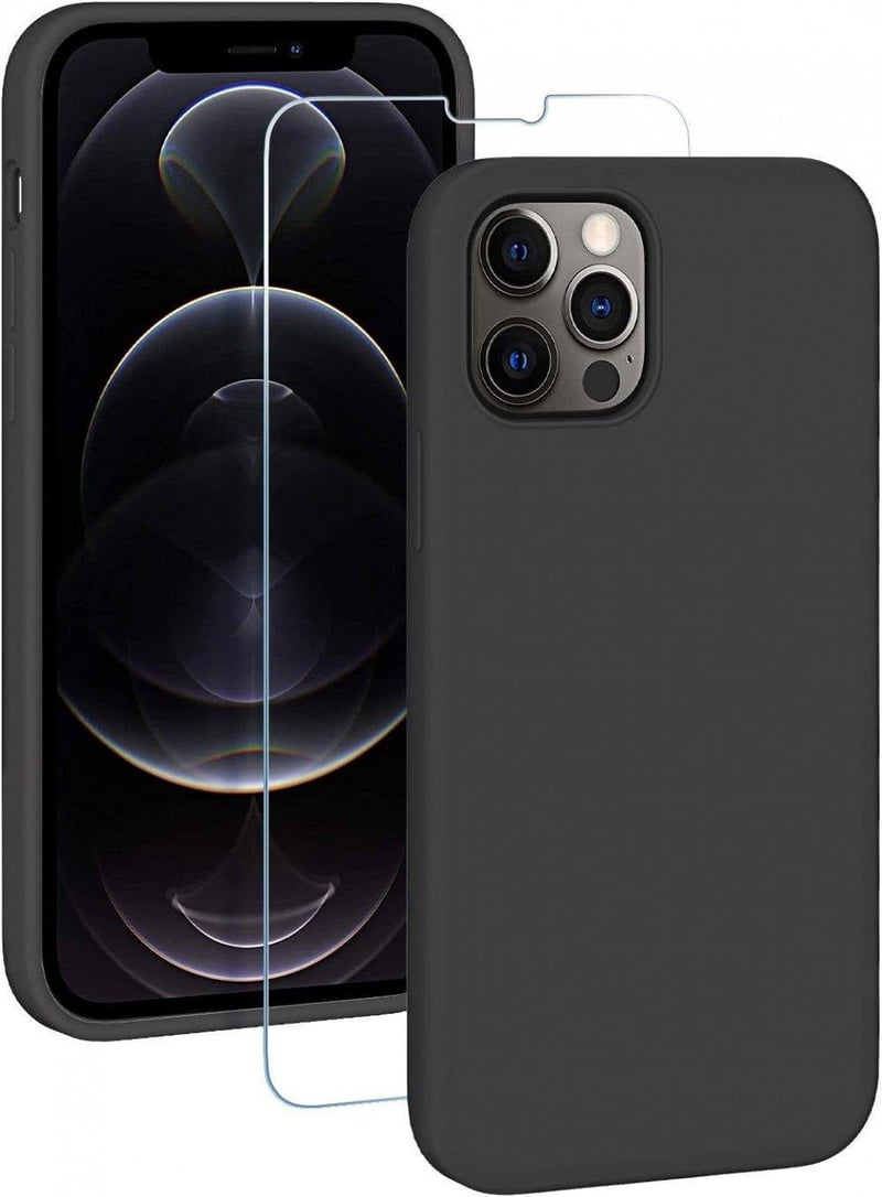 iPhone 12 Pro Max Sötétszürke Szilikon Tok Mikroszálas Béléssel