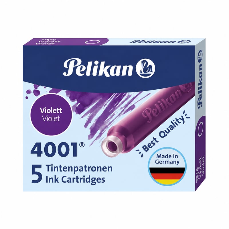 Rezerve de cerneală Pelikan 4001 pentru stilou, mov, 5 bucăți (lipsește 1 bucată din ambalajul original)