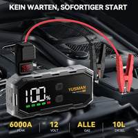 YUSMAN 6000A Autós Bikázó Powerbank 21800mAh - 12V Indításrásegítő Minden Autóhoz, LCD Kijelzővel, 4 LED Világítási Móddal és Gyorstöltéssel 2