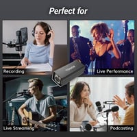 TONOR TA20 XLR Mikrofon Előerősítő - Dinamikus Mikrofonokhoz, 20dB Erősítés, SM7B Kompatibilis, Fém Ház, Podcast és Streaming Felvételekhez 5