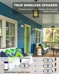 Inwa MZ511 Bluetooth Kültéri Hangszóró Szett - IPX5 Vízálló, Falra Szerelhető, 20W, Szinkronizálható, Mobil és Echo Dot Kompatibilis (2 db) 2