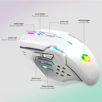 Empire Gaming Armor RF800 Vezeték Nélküli RGB Gamer Billentyűzet-Egér Szett Egérpaddal - 4800 DPI - PC/PS4/PS5/Xbox/Mac Kompatibilis - Fehér 5