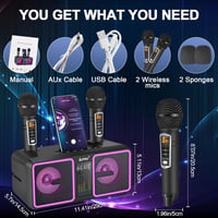 ALPOWL AL001 Karaoke Gép 2 Vezeték Nélküli UHF Mikrofonnal - Hordozható Bluetooth Hangszóró LED Fényekkel Otthoni Partikhoz, Esküvőkre 5