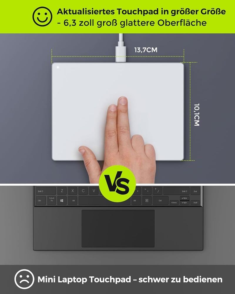 seenda Érintőpad PC-hez - Alumínium Külső Trackpad Multi-Touch Navigációval, Nagy Pontosságú Vezetékes Touchpad Windows 11/10 Számítógépekhe