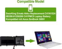 Asus ZenBook akkumulátor - SwarKing C41N1524 csereakku G60V N501JW UX501JW sorozathoz 4