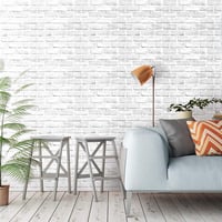 myforHD Öntapadós Tégla Mintás Tapéta - Vintage Fehér Fal Dekoráció, Vízálló PVC Matrica Bútorokra, Falra, Ajtóra (45 x 300 cm) 2