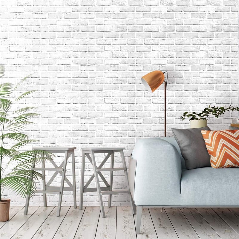 myforHD Öntapadós Tégla Mintás Tapéta - Vintage Fehér Fal Dekoráció, Vízálló PVC Matrica Bútorokra, Falra, Ajtóra (45 x 300 cm)