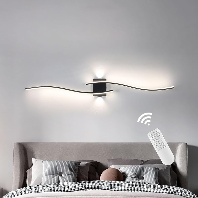 minifair 100 cm Fekete LED Fali Lámpa - Szabályozható Fényerejű Modern Akril Világítás Kiegészítő Fényforrással Nappaliba, Folyosóra, Lépcső