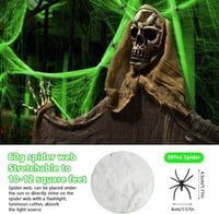 Világító, Nyújtható Pókháló - Ijesztő Halloween Dekoráció 2