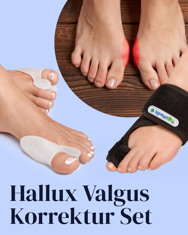 YOGAMEDIC Hallux Valgus korrekciós sín és lábujjelválasztó szett - Univerzális méret, BPA-mentes