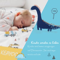 KEAYOO Dinoszauruszos Pamut Gyerek Ágynemű 100x135 cm - Könnyen Mosható, Szárítógépben Szárítható Állat Mintás Huzat 2