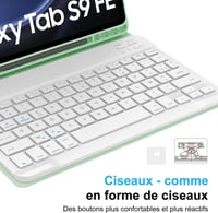 SENGBIRCH Samsung Galaxy Tab S9 Plus 12.4" Tok Levehető Bluetooth Billentyűzettel - Fekete, Újratölthető, 2023-as Modellhez Kompatibili 7