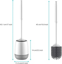 EWEIMA Szilikon WC Kefe Gyorsszáradó Tartóval - Falra Szerelhető és Álló Kivitel, Sűrű Sörtékkel, Ergonomikus Fogantyúval, Szürke 7