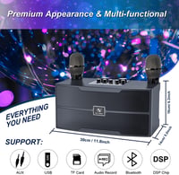 JBL Hordozható Bluetooth Karaoke Rendszer 2 Vezeték Nélküli Mikrofonnal - Beltéri és Kültéri Használatra 3