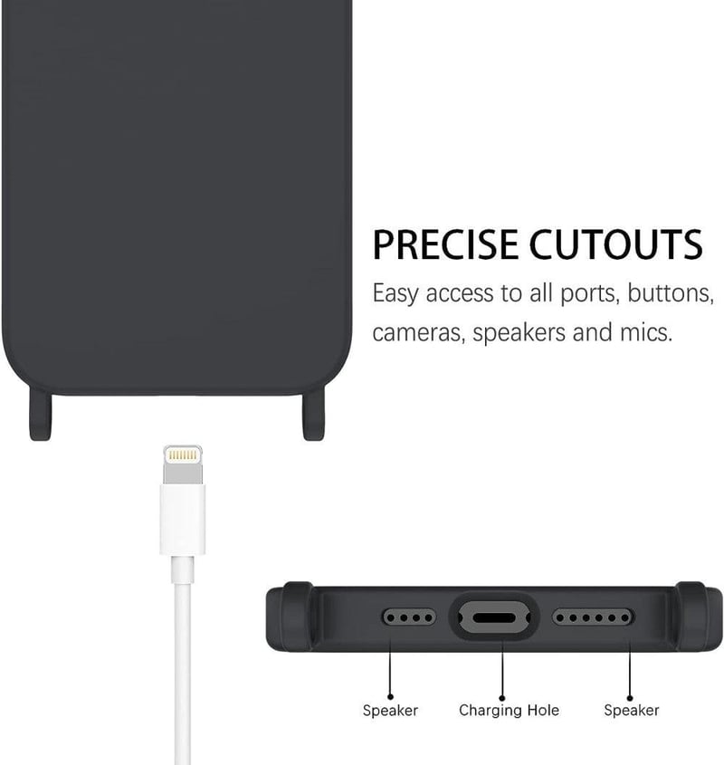 Apple iPhone 13 Pro Max Szürke Szilikon Tok Nyakpánttal