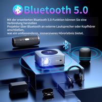 Sainellor 4K Android 12.0 Mini Projektor - 500ANSI, 1080P, WiFi 6, Bluetooth 5.0, 4GB RAM, 32GB ROM, Elektromos Fókusz, 4D Keystone 6