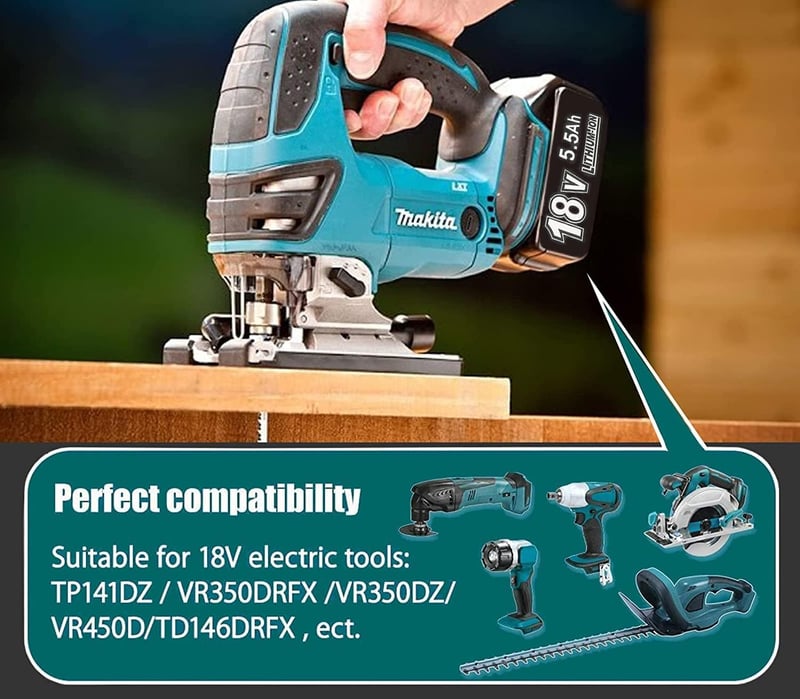 Makita 18V 5.5Ah akkumulátor 2db, LED-es, BL1860B kompatibilis