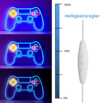 NELUX Gamer Kontroller Neon LED Világítás - Fali Dekoráció Játékszobába, USB Csatlakozás, Fényerőszabályzó, 41x26,5 cm 3