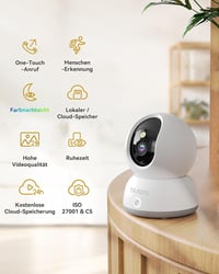 Blurams 360°-os 2K WiFi beltéri kamera, Alexa-kompatibilis, éjjellátó, háziállat figyelő 2