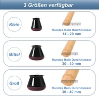 YOZON 20 db Fekete Szilikon Székláb Védő - Nagy Méretű Padlóvédő Sapka Filc Betéttel, 30-40 mm Átmérőjű Kerek Bútorlábakhoz 5