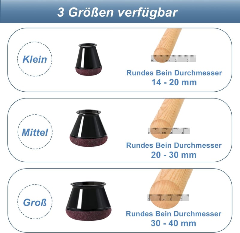 YOZON 20 db Fekete Szilikon Székláb Védő - Nagy Méretű Padlóvédő Sapka Filc Betéttel, 30-40 mm Átmérőjű Kerek Bútorlábakhoz