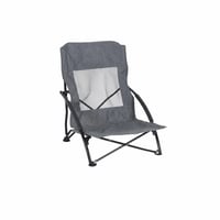 Skladacia plážová stolička Relaxdays, s prenosnou taškou, nosnosť 100 kg, ľahká kempingová stolička, polyester a kov, sivá – 1-dielna súprava 2