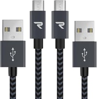 RAMPOW 1m-es Micro USB gyorstöltő kábel, 2db szürke - Felújított 1