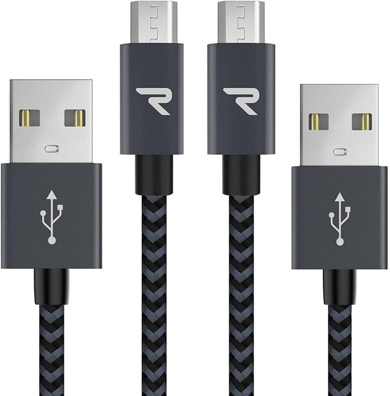 RAMPOW 1m-es Micro USB gyorstöltő kábel, 2db szürke - Felújított