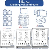 Accenter Ruhavákuum táskák 14 darabos szett, porálló és nedvességvédelem, 80% helytakarékosság 2