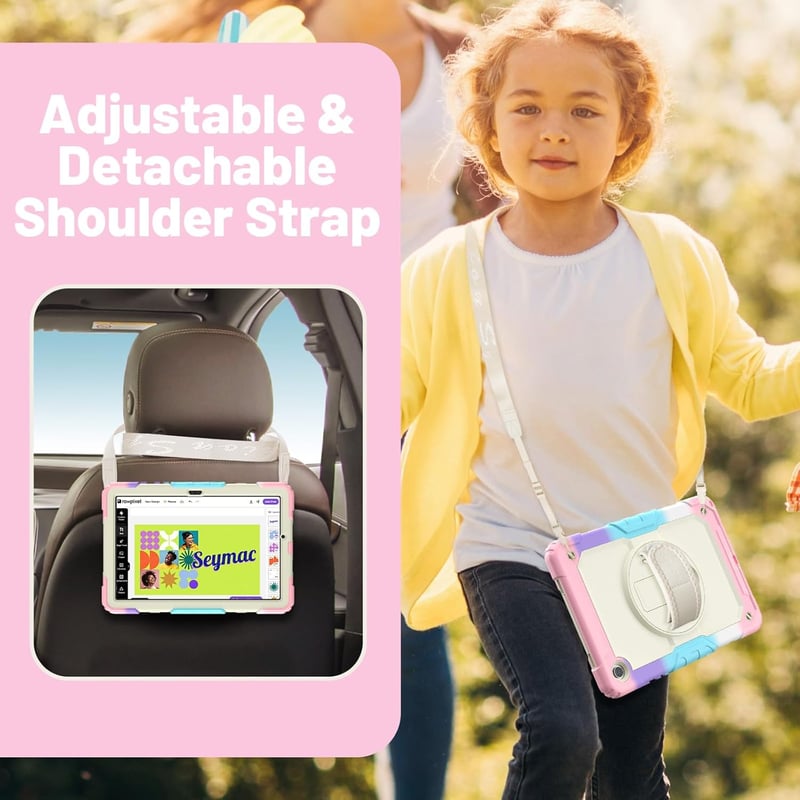 SEYMAC Samsung Galaxy Tab A9 Plus 11" (2023) Védőtok - 360° Forgatható Állvány, Kézpánt, Vállpánt, Tolltartó, Beépített Képernyővédővel - Te