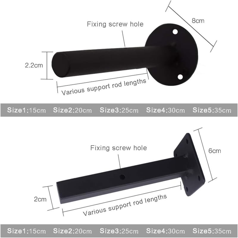 Fekete négyzet alakú fali polctartó konzol 30 cm - 2 db, DIY polcokhoz