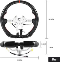 Volan sport din fibră de carbon lucrat manual, cu încălzire, piele perforată și marcaj central roșu pentru BMW M5 F10 F11 F06 F12 F13 F01 F02 F90 2