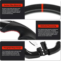 Volan sport din fibră de carbon lucrat manual, cu încălzire, piele perforată și marcaj central roșu pentru BMW M5 F10 F11 F06 F12 F13 F01 F02 F90 3