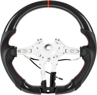 Volan sport din fibră de carbon lucrat manual, cu încălzire, piele perforată și marcaj central roșu pentru BMW M5 F10 F11 F06 F12 F13 F01 F02 F90 1