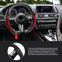 Volan sport din fibră de carbon lucrat manual, cu încălzire, piele perforată și marcaj central roșu pentru BMW M5 F10 F11 F06 F12 F13 F01 F02 F90 5