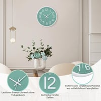 ACCSHINE Radijski zidni sat bešumni 30 cm veliki kuhinjski sat tihi rad 7