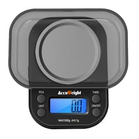 ACCUWEIGHT Digitális Zsebmérleg 1000g/0.1g - Rozsdamentes Acél, LCD Kijelző, 6 Mértékegység, Tára Funkcióval, Fekete 1
