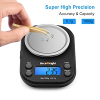 ACCUWEIGHT Digitális Zsebmérleg 1000g/0.1g - Rozsdamentes Acél, LCD Kijelző, 6 Mértékegység, Tára Funkcióval, Fekete 7