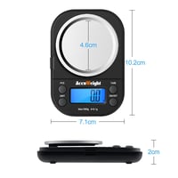ACCUWEIGHT Digitális Zsebmérleg 1000g/0.1g - Rozsdamentes Acél, LCD Kijelző, 6 Mértékegység, Tára Funkcióval, Fekete 5