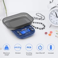 Accuweight Digitális Zsebmérleg 300g/0.01g - Kék LCD Kijelzővel, Számláló Funkcióval, Ékszer, Levél, Érme Mérésére, Hordozható Precíziós Mér 2